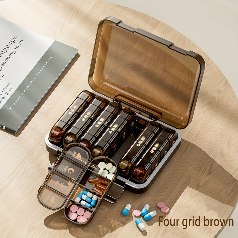 Portable Weekly Pill Organizer with Morning Afternoon Evening Compartments