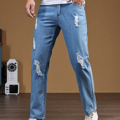 Men's Ripped Jeans Distressed Denim Pants Street Style