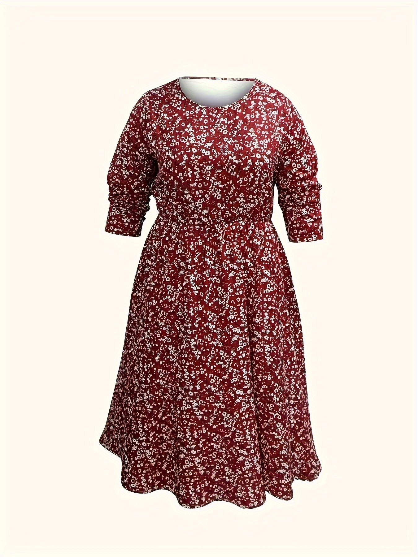 Boho Floral Print Long Sleeve Dress With Pockets