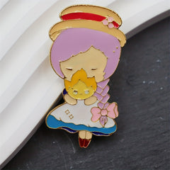 Cartoon Girl Enamel Brooch Pin for Men