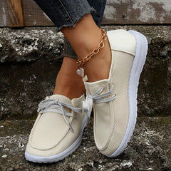 Women's Casual Lace Up Canvas Loafers Non Slip Walking Shoes