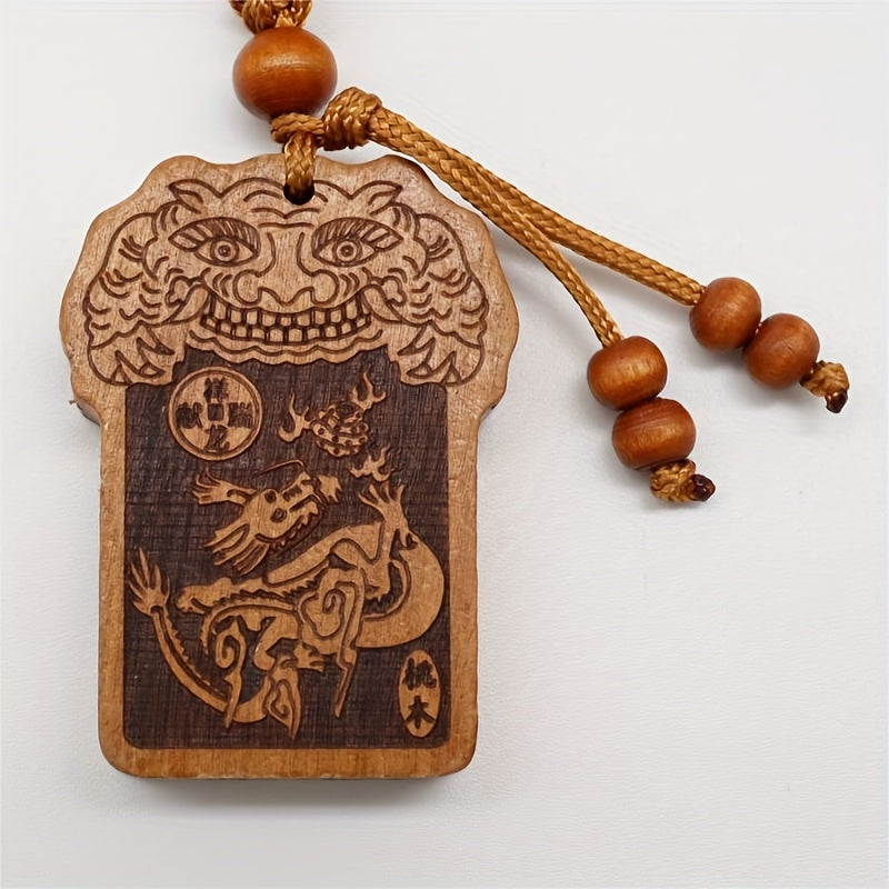 Dragon Text Pattern Keychain Retro Car Keychain Decoration