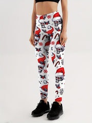 Christmas Skull Print Yoga Pants High Stretch Leggings