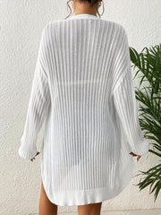  Solid Long Sleeve Open Front Cardigan
