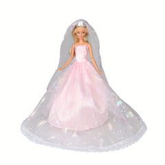 Doll Dresses Wedding Dress Set with Crown Veil - Girl Accessories Toys