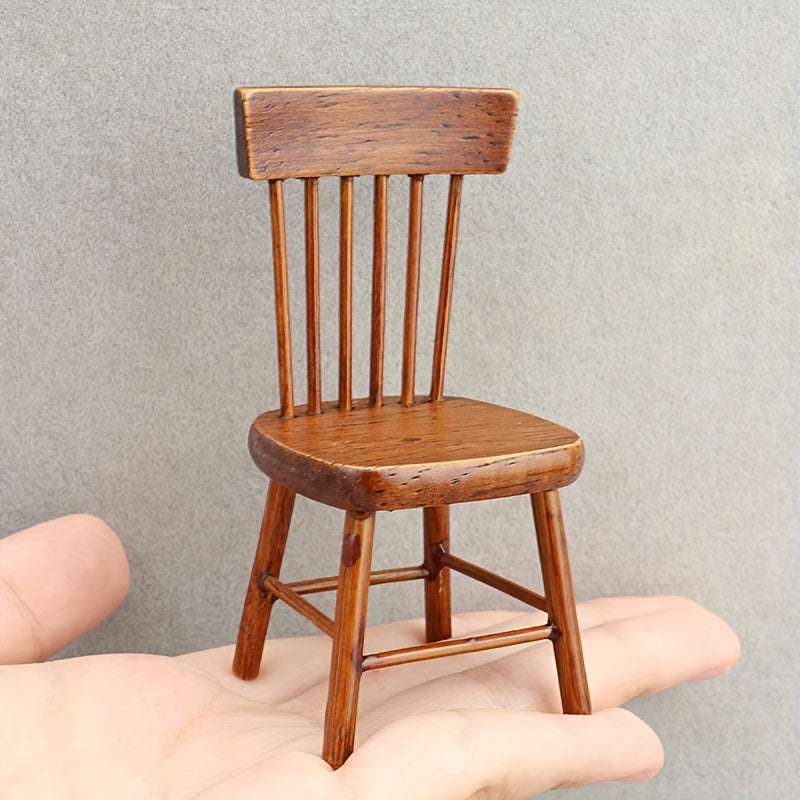 Wooden Table and Chair Set for Dollhouse DIY Accessory 1:12 Scale