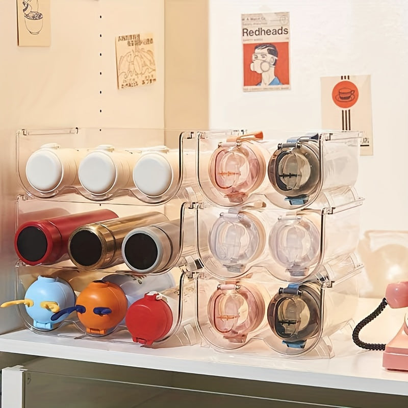1pc Stackable Mug Organizer Clear Sports Bottle Rack