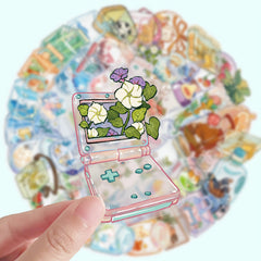 50 Cartoon Transparent Object Graffiti Stickers for Notebook Decoration