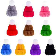 10pcs Christmas Knitted Hats for DIY Crafting Ornaments & Doll Hair Jewelry