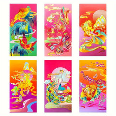 6pcs Red Envelopes Set Dragon Design Wedding Birthday Blessing
