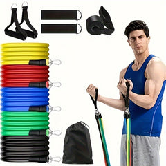 11pcs Resistance Bands Set with Door Anchor and Storage Bag
