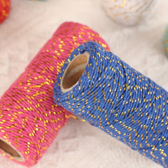 50m Colorful Golden Silk Cotton Rope DIY Gift Bouquet Decoration