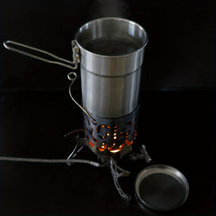 Silver Outdoor Stainless Steel Cooking Pot with Lid - Camping Light