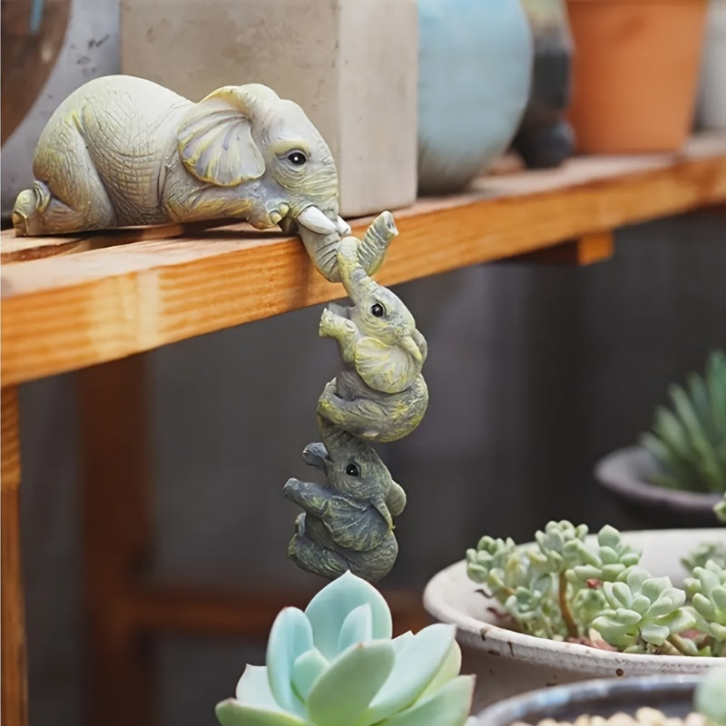 3pcs Elephant Sitter Figurines Resin Collections for Scene Decor