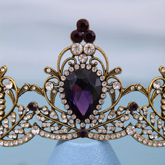 Purple Vintage Baroque Crown Rhinestone Wedding Tiara Bridal