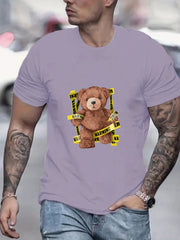 Teddy Bear Print Men's Graphic Crew Neck Active T shirt