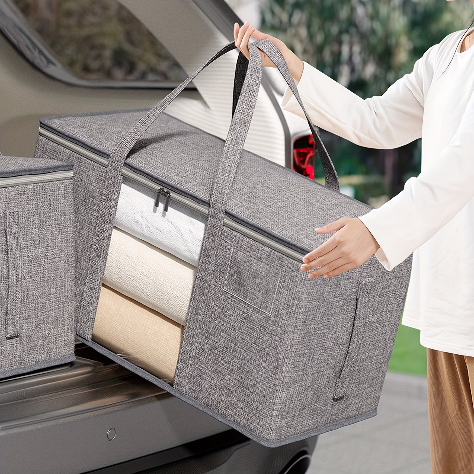 Quilts Storage Bag Large Capacity Container Bag with Handles & Window