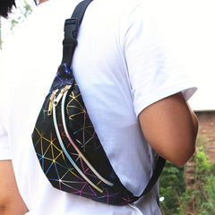 Holographic Fanny Pack Laser Geo Pattern Crossbody Bag