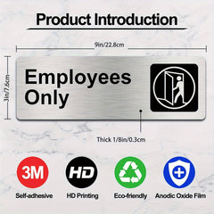 Employees Sign 22.86 X 7.62 cm Brushed Aluminum Self-adhesive Silver