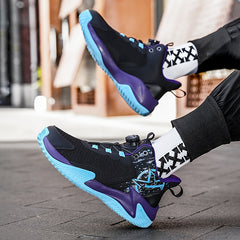 Men's Rotating Buckle Basketball Shoes Non Slip Sneakers