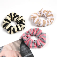 Striped Candy Hair Scrunchies For Women Girls Soft Fabric Scrunchie