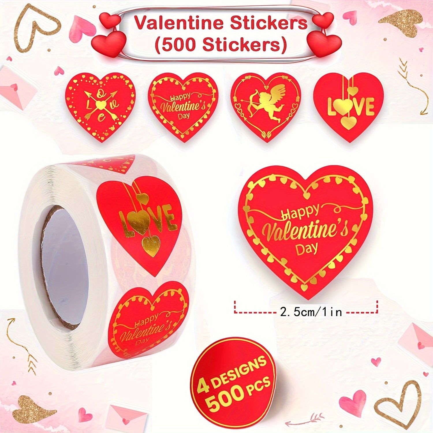 500 Happy Love Gift Decoration Stickers Crafts St Classroom Stickers