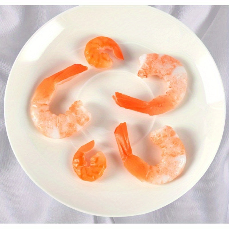 5pcs Realistic Shrimp Tail Models Orange & Beige Glossy Decor