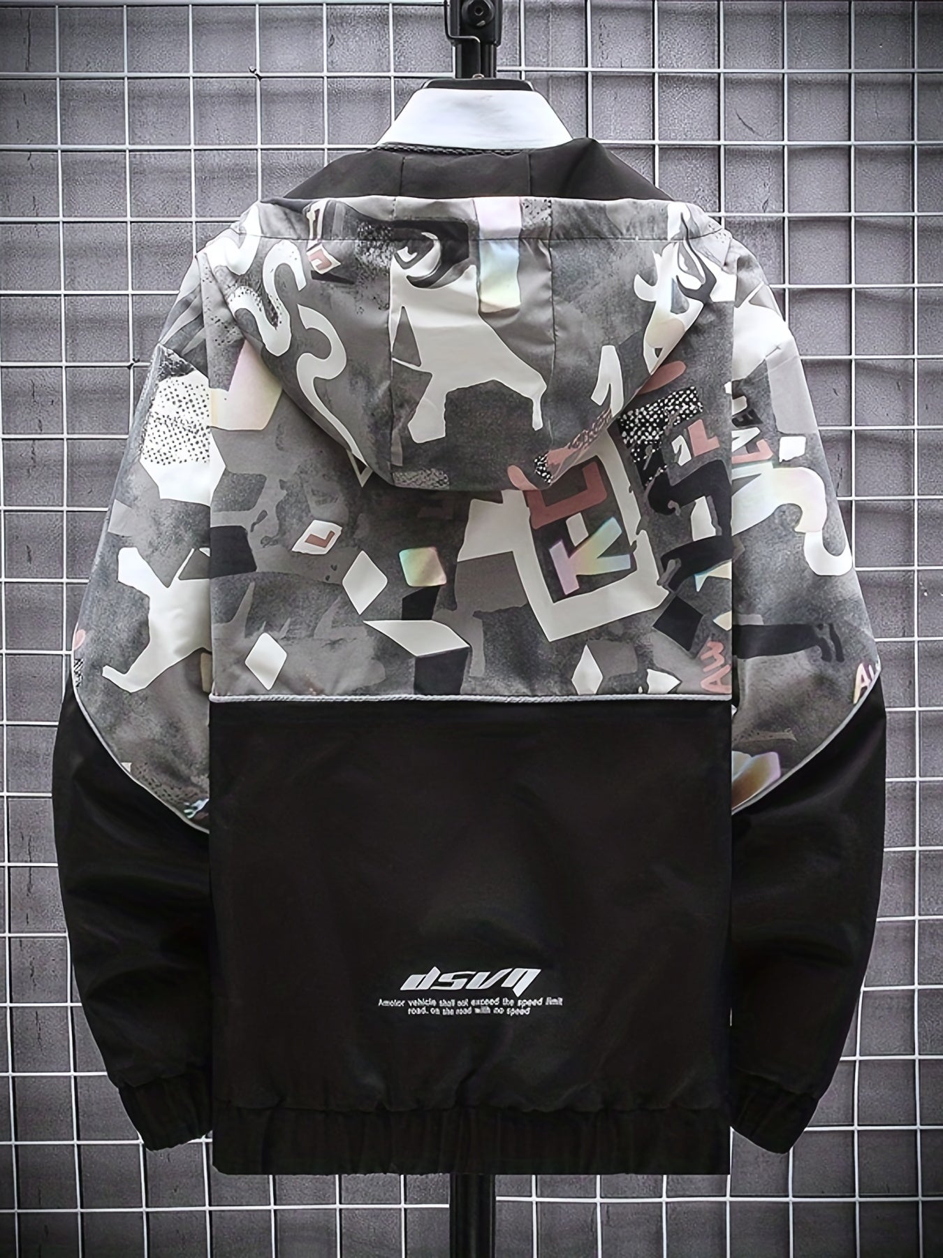 Graphic Pattern Windbreaker Hooded Jacket