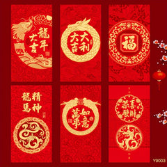 6pcs Traditional Mixed Red Envelopes 3D Lucky Money Envelope