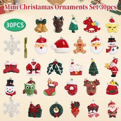 30 Resin Christmas Tree Snowflake Bell Pendants Decoration
