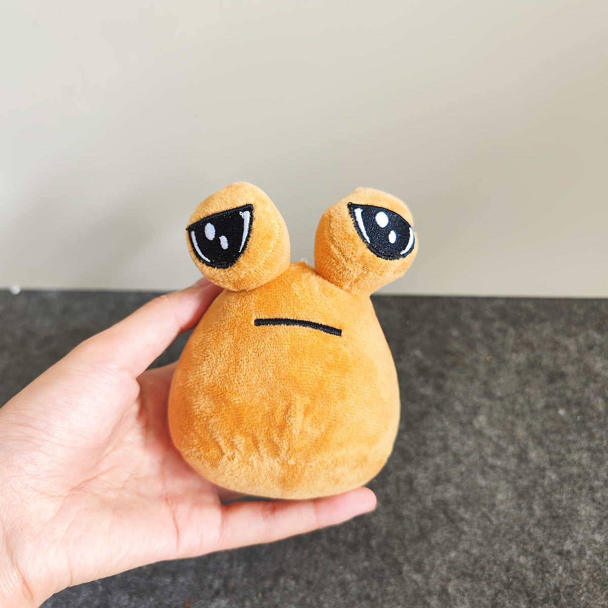 Small My Pet Alien Pou Plush Toy Light Brown Stuffed Plushie
