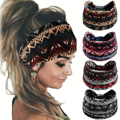 Boho Style Elastic Sports Headband Wide Brim Yoga Headband