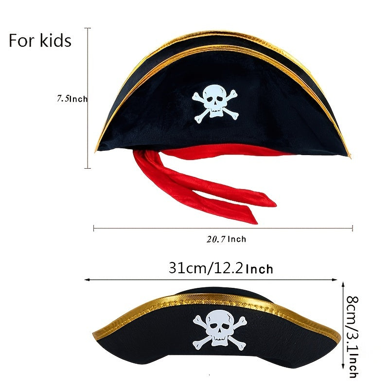 2pcs Kids Pirate Hat Caribbean Pirate Captain Hat Pirate Costume Accessories