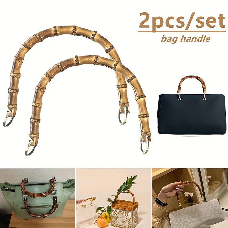 2pcs Bamboo Bag Handles for DIY Purse Straps and Bag Accessories