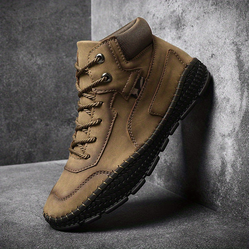 Men's Casual Stitch Solid Low Top Lace up Boots