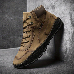 Men's Casual Stitch Solid Low Top Lace up Boots