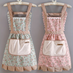 Canvas Floral Apron with Hood Waterproof Stain Resistant Workwear