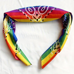 Iridescent Paisley Print Bandana Hip Hop Square Scarf