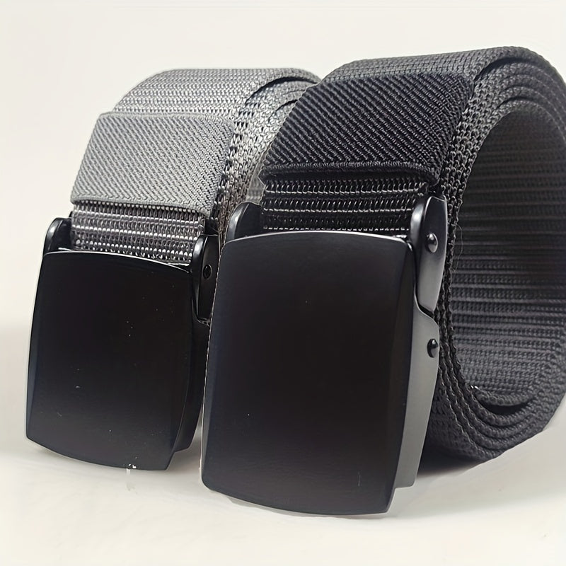 Men's Outdoor Canvas Belt with Zinc Alloy Automatic Buckle