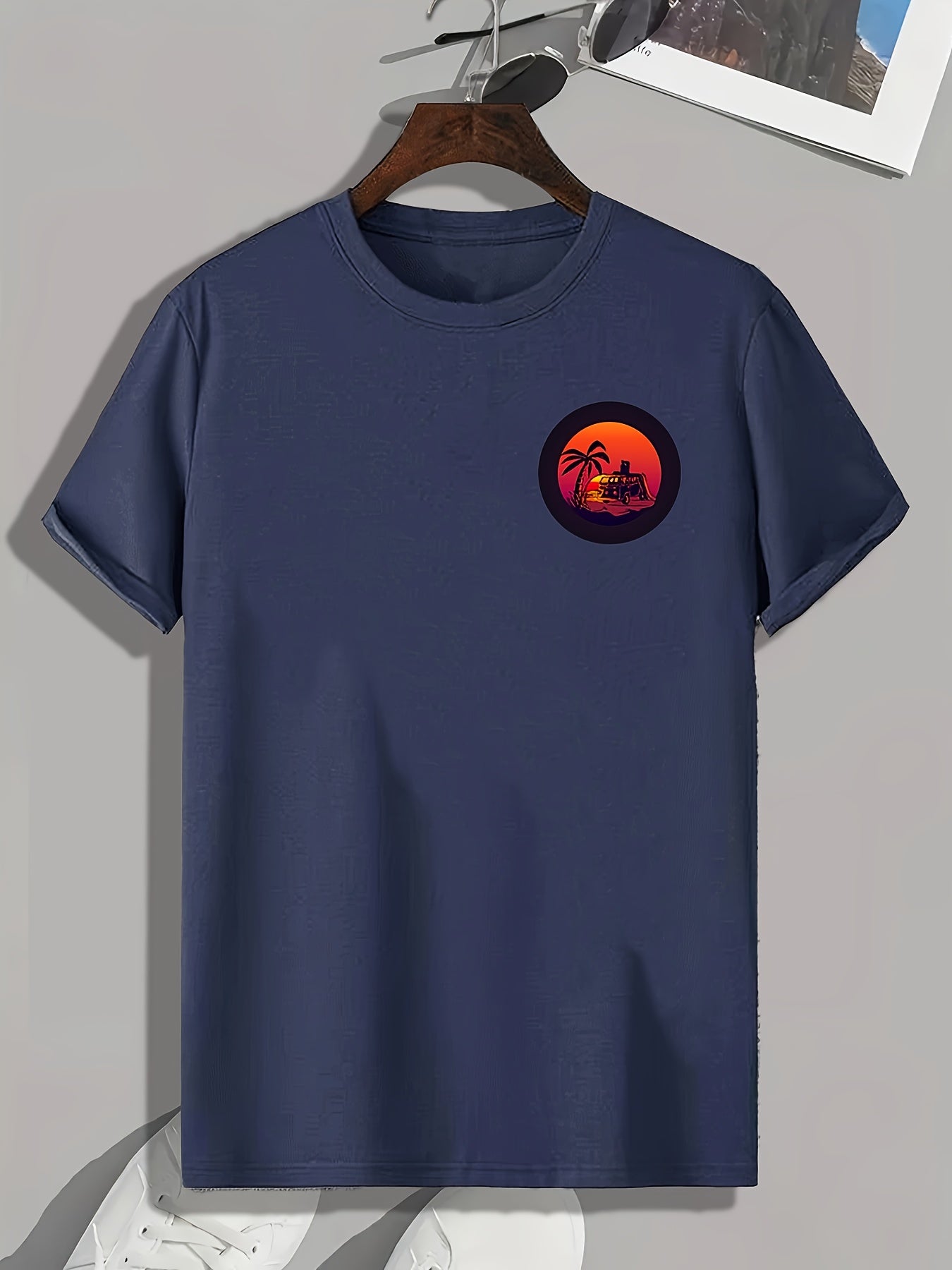 Summer Sunset Pattern Print Men's Comfy Sports T shirt Graphic Tee
