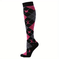 Letter & Bow Print Calf Socks Compression Knee High Women's Stockings