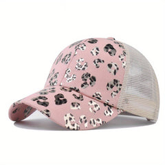Leopard Print Ponytail Baseball Cap for Men and Women