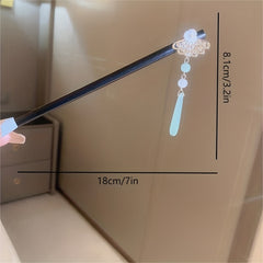 Chinese Style Fan Shape Decor Hairpin Wooden Hair Stick Ponytail Holder