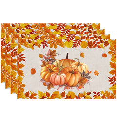 4pcs Colorful Halloween Autumn Pumpkin Placemats Heat Insulation Table Mat