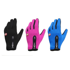 Warm Fleece Cycling Gloves with Touch Screen, Zipper - Outdoor Activities