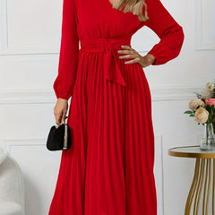  Lantern Sleeve Evening Formal Dress With Belt