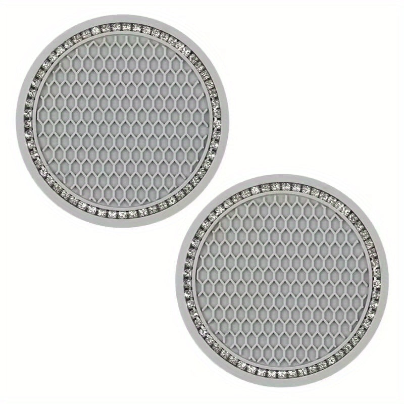 2pcs Rhinestone Water Cup Coaster for Car Interior Non Slip Multifunctional Pad