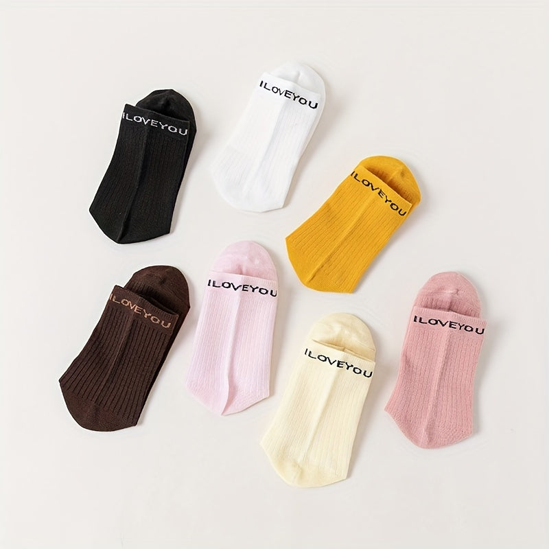 7 Pairs Letter Print Socks Comfy & Breathable Mid Tube Socks