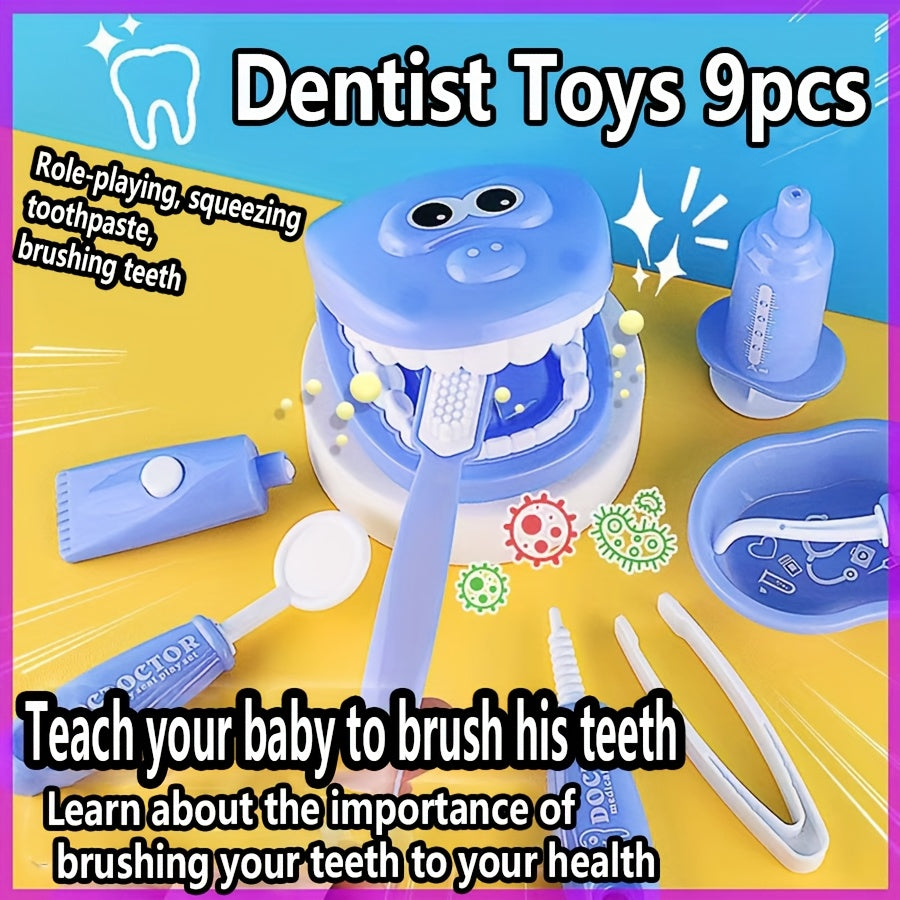9pcs Dental Toy Set for Pretend Play as Doctors and Nurses