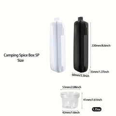 5pcs Portable Spice Containers with Labels and Storage Bag